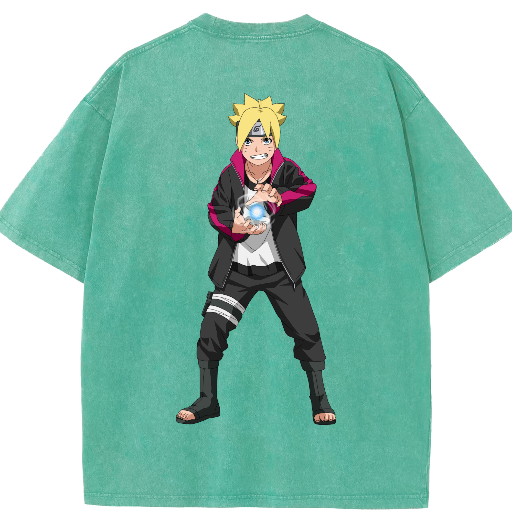 （画像用） NARUTO -ナルト- うずまき ボルト Uzumaki Boruto 綿100% ヴィンテージ風 半袖Tシャツ（背面プリント）